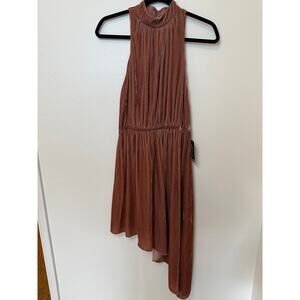 Express Velvet Halter Dress | Peachy Mauve  NWT  Size Small | Open Back Cocktail